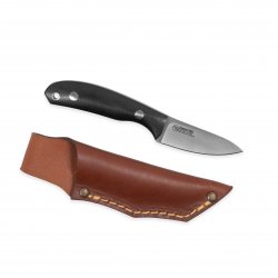 Casström Safari Mini Hunter kniv i Svart G10, slida i läder