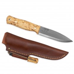 Casström Lars Fält kniv i masurbjörk, slida i läder