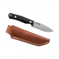 Casström No.8 SFK kniv i svart micarta flatslipad, slida i läder