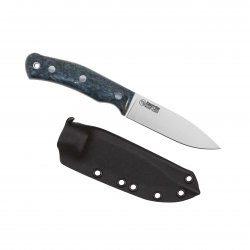 Casström No.10 SFK kniv i stabiliserad blå masurbjörk & rostfritt flatslipad, slida i Kydex