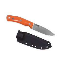Casström No.10 SFK kniv i orange G10 & rostfritt flatslipad, slida i Kydex