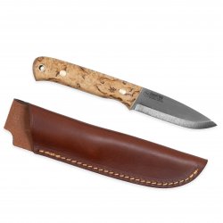 Casström Woodsman kniv i masurbjörk, slida i läder