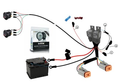 Lightforce Ledningssats för 2 st HTX/HTX2 inkl brytare
