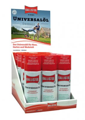 Ballistol Universalolja spray, 12x200 ml, inkl Display