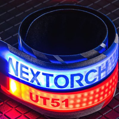Nextorch UT51 blinkade armband 150mah laddbart röd/blå 358x38x10 mm *