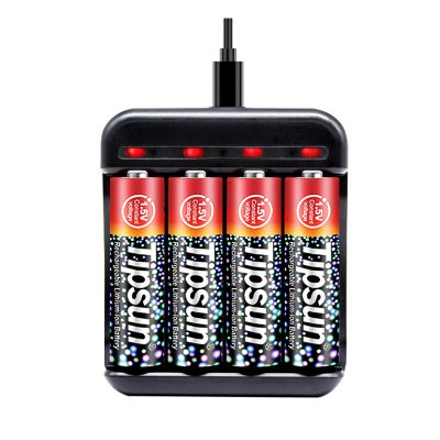 Tipsun 1.5V AA Uppladdningsbara Lithium-ion 4st batteri ink laddare, KIT