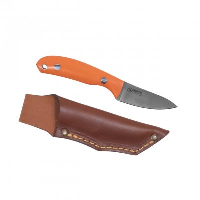 Casström Safari Mini Hunter kniv i Orange G10, slida i läder