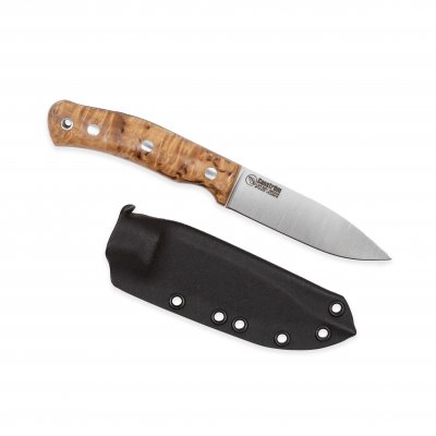 Casström No.10 SFK kniv i stabiliserad masurbjörk & rostfritt flatslipad, slida i Kydex