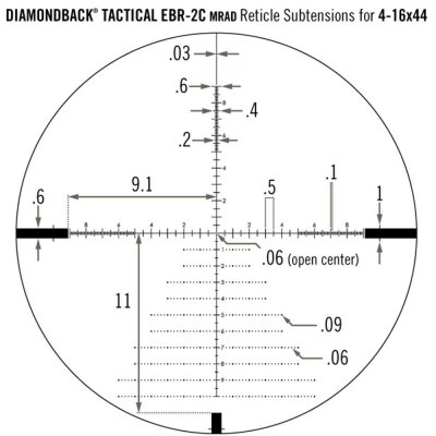 Vortex Diamondback Tactical 4-16x44 FFP, EBR-2C, Mrad Demoprodukt