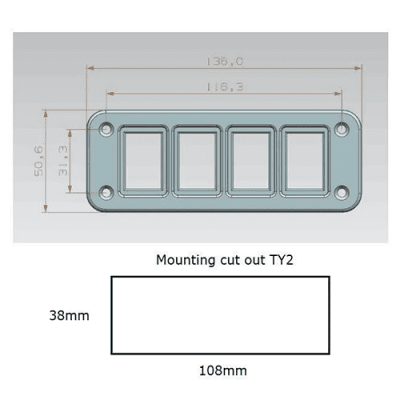 Lightforce panel för 4 st TY2 brytare
