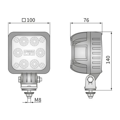 Wesem LED6F arbetsbelysning storlek mått