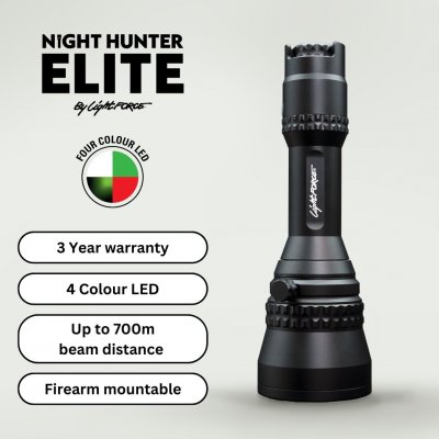 Lightforce Night Hunter Elite eftersöksset. LED med 4 färger, vit, röd, grön och IR