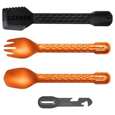 Gerber Compleat campingbestick sked/kniv,gaffel, sked, konservöppnare (Orange)