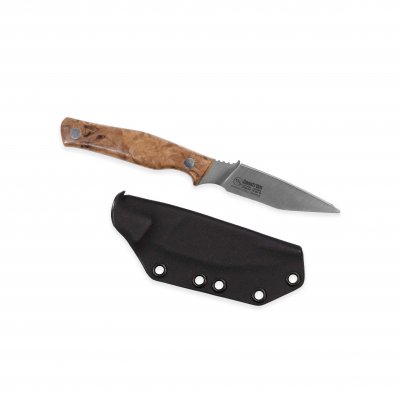 Casström Swedish Field Dresser kniv/buköppnare i stabiliserad masurbjörk, slida i Kydex