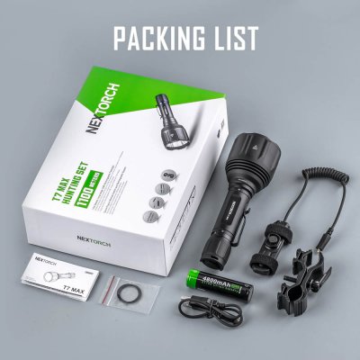 Nextorch T7 Max eftersökset vit LED 1200 lm uppladdningsbart *