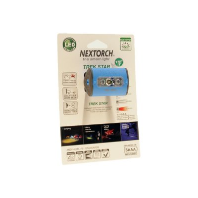 Nextorch Trek Star pannlampa, blå, 220 lm vit/röd led *