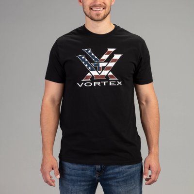 Vortex Men's Stars and Stripes Short Sleeve T-Shirt Black