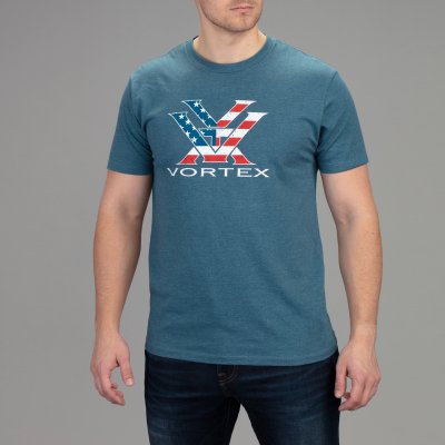 Vortex Men's Stars and Stripes Short Sleeve T-Shirt Steel Blue Heather|