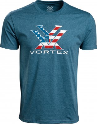 Vortex Men's Stars and Stripes Short Sleeve T-Shirt Steel Blue Heather|